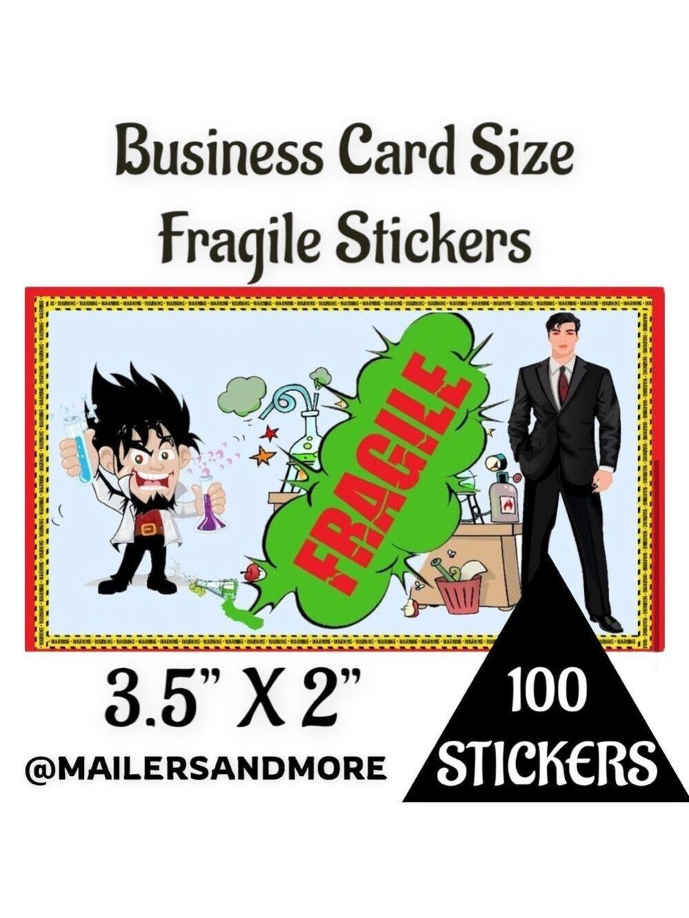 100 Pack of 3.5” X 2” Fragile Stickers PRICE IS FIRM - Picture 2 of 3